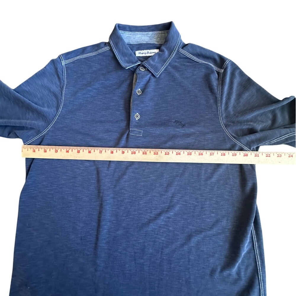 Tommy Bahama Polo Shirt Mens Medium Blue Long Sleeve Contrast Stitch Marlin - Picture 6 of 12